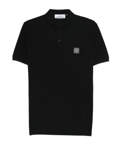 Stone Island Mens Black Brand-patch Regular-fit Stretch-cotton Polo Shirt Xl In Black