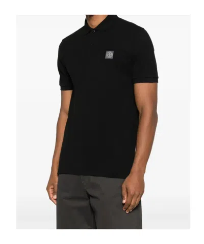 Stone Island Mens Black Brand-patch Regular-fit Stretch-cotton Polo Shirt Xl In Black