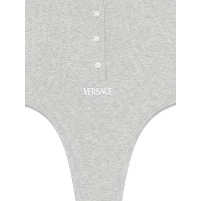 Versace Button-front Cotton Body In White