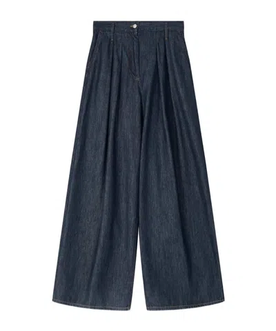 Dries Van Noten Indigo High-waisted Wide-leg Jeans With Exaggerated Length In Blue