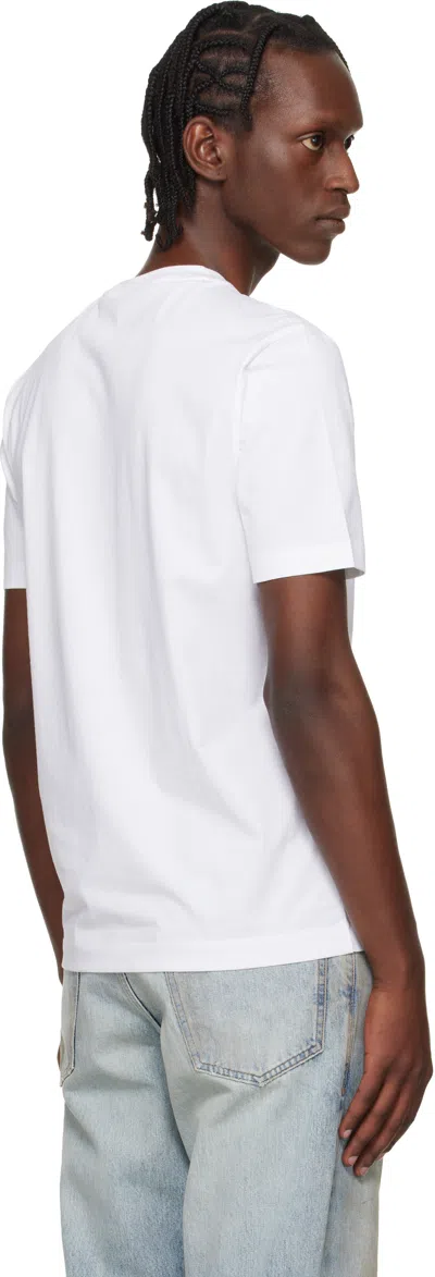 Hugo Boss Boss Mens White Crewneck Embroidered Branding Cotton-jersey T-shirt