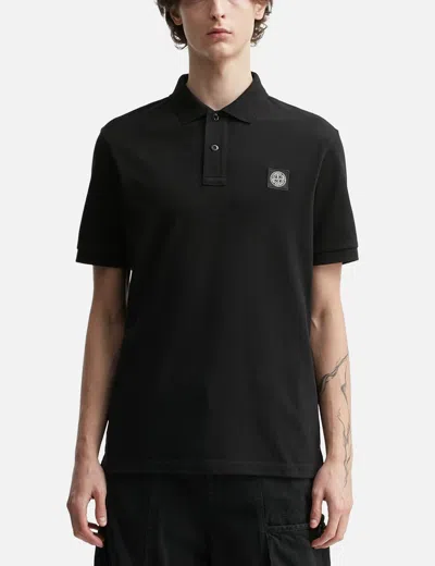 Stone Island Mens Black Brand-patch Regular-fit Stretch-cotton Polo Shirt Xl In Black