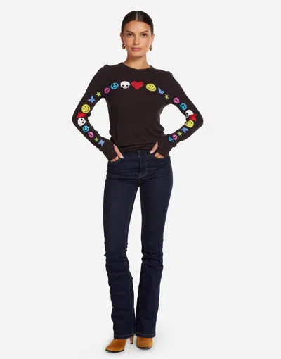 Lauren Moshi Mckinley Elements Arch Fitted Thermal Longsleeve Top In Black