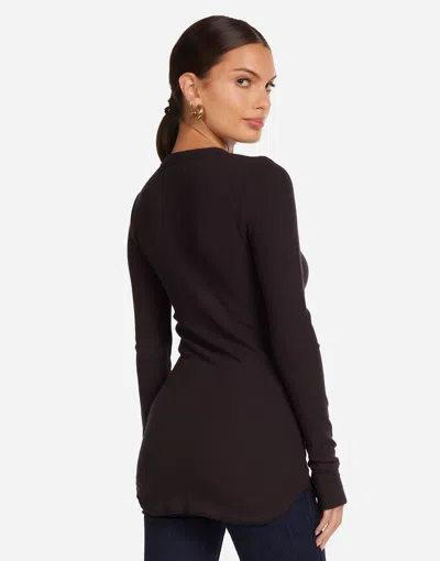 Lauren Moshi Mckinley Elements Arch Fitted Thermal Longsleeve Top In Black