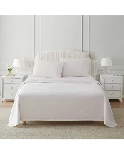 Martha Stewart Polka Dot Plain Cotton Percale Sheet Set In White