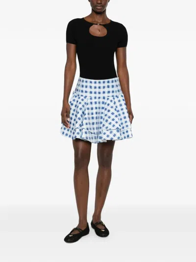 Sandro Check-pattern Mini Skirt In Blue