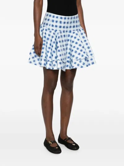 Sandro Check-pattern Mini Skirt In Blue