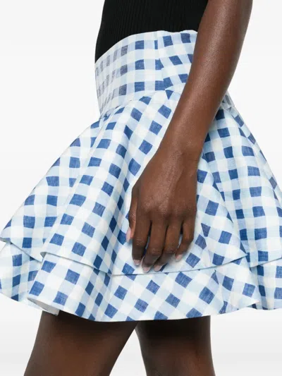 Sandro Check-pattern Mini Skirt In Blue