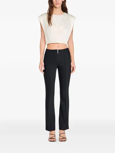 Sandro Zip-up Straight Trousers In Multi