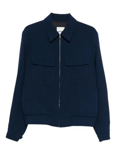 Sandro Theodore Patch Pocket Zip Jacket In Blue