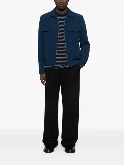 Sandro Theodore Patch Pocket Zip Jacket In Blue