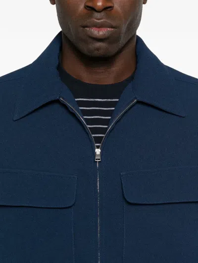 Sandro Theodore Patch Pocket Zip Jacket In Blue