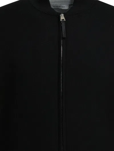 Givenchy Wool Bomber Jacket With Ribbed Cuffs In Black