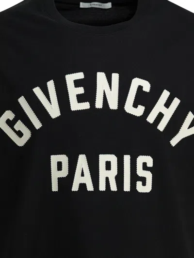 Givenchy Men Black Crewneck T-shirt With Maxi Logo Lettering On The Front In Cotton Man