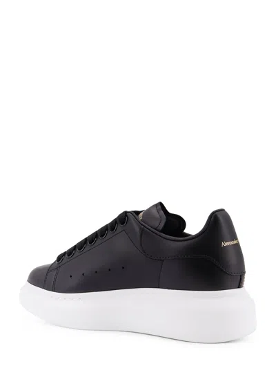 Alexander Mcqueen Black Low Top Sneakers With Logo Lettering On Tongue And Heel In Leather Woman In Multi