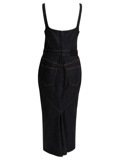 Givenchy Womens Dark Blue Contrast-stitch Panelled Denim Midi Dress In Black