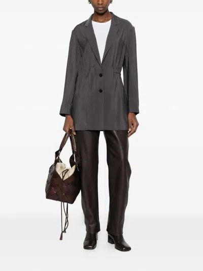 Alysi Single-breasted Blazer Jacket In Brown