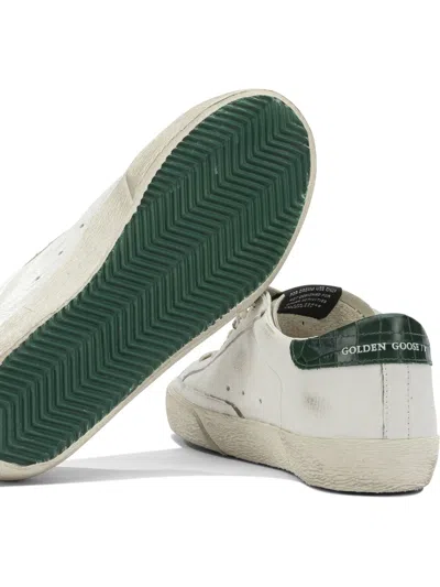Golden Goose Super-star White Low Top Sneakers With Embossed Logo And Contrasting Heel Tab In Leather Man In Multi