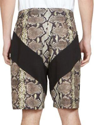 Shop Givenchy Python Print Shorts In Dark Beige