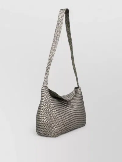 Dragon Diffusion Rectangular Woven Crossbody Bag Long Strap In White