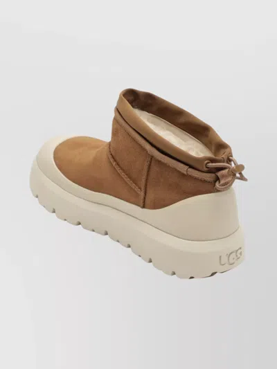 Ugg Cl Ultra Mini Weathe Ankle Boots In Leather Color Suede In Brown