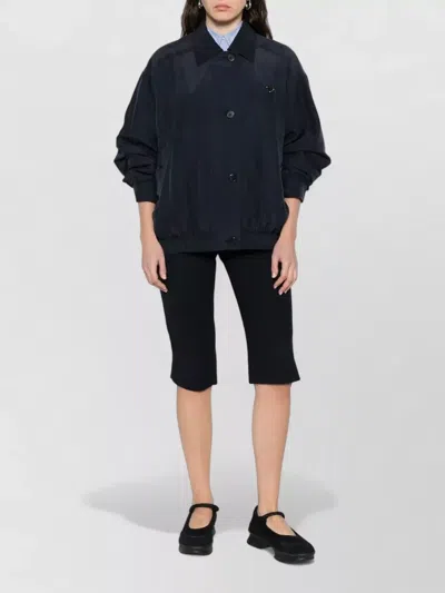 Prada Collared Jacket Long Sleeves Elasticated Hem In Blue