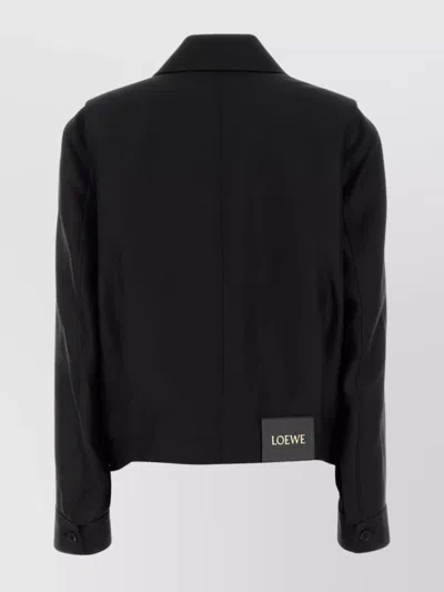 Loewe Collared Wool Blend Jacket With Adjustable Hem In Black