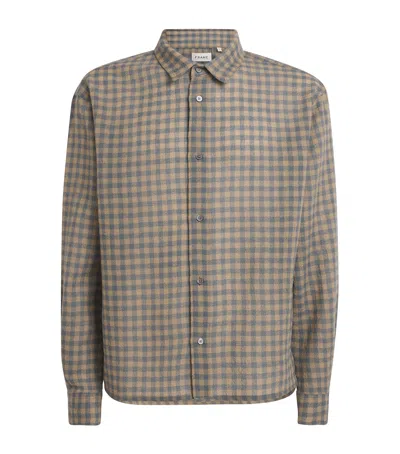 Frame Light Wool Plaid Button Down Shirt In Neutral