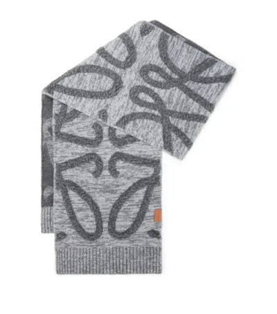 Loewe Wool-cashmere Anagram Scarf In Gray
