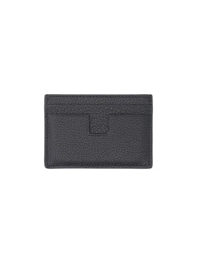 Tom Ford Hammered Leather Card Holder In Black