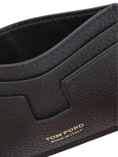 Tom Ford Hammered Leather Card Holder In Black