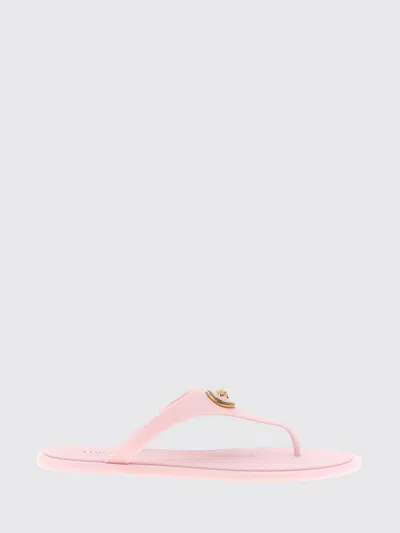 Versace Gianni Ribbon Pink Sandals With Metallic Medusa Head On The Front In Rubber Woman