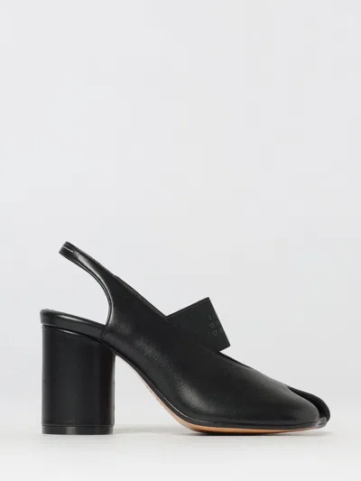 Mm6 Maison Margiela Anatomic Numeric Slingback Peep Toe Block Heel In Black