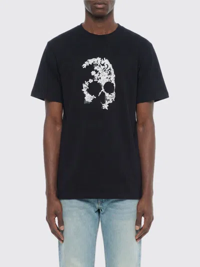 Alexander Mcqueen Crew Neck Graphic Print Short Sleeve T Shirt In Black