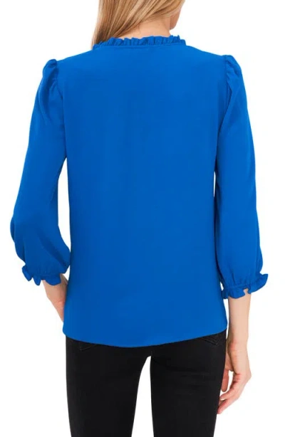 Cece Ruffled Button-front Top In Blue