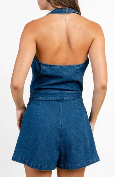 Beivy Stretch Denim Romper In Blue