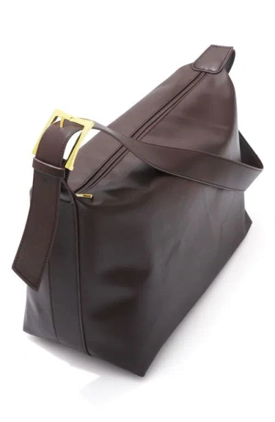 Adornia Dark Brown Adjustable Strap Shoulder Bag In Brown