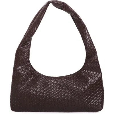 Adornia Dark Brown Patchwork Shoulder Bag In Brown
