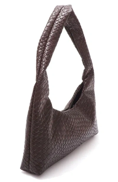 Adornia Dark Brown Patchwork Shoulder Bag In Brown
