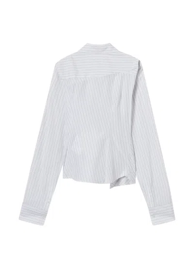 We11 Done Striped Collared Shirt In White