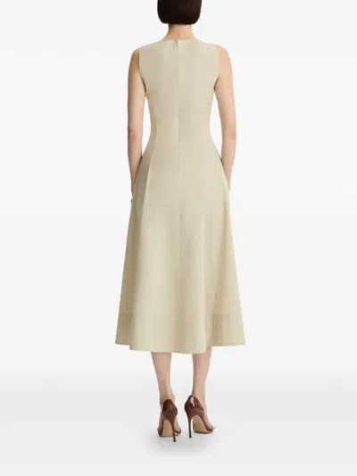 Oscar De La Renta Sleeveless Porcelain Flowers-print Midi Day Dress In Animal Print