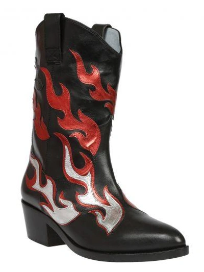 Shop Chiara Ferragni Flame Western Boots In Black