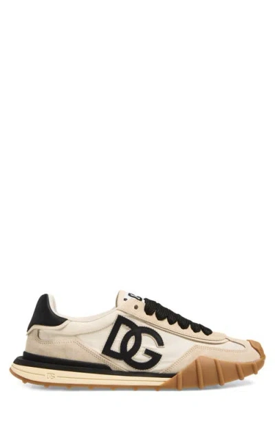 Dolce & Gabbana Dg Athletic Black Low Top Sneakers With Logo Patch On The Tongue And Maxi Logo On The Side In Suede 