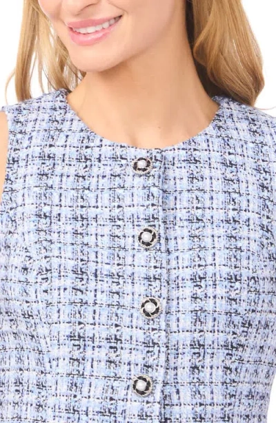 Cece Crewneck V Split Vest In Blue