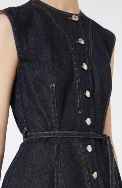 Sportmax Blue Solid Round Neck Top In Black