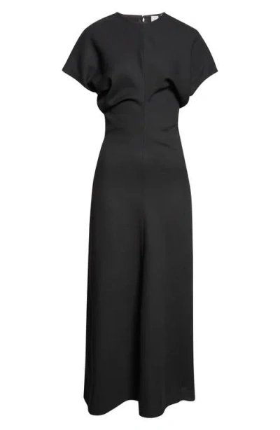 Totême Maxi Dress With Short Sleeves And Shine In Black