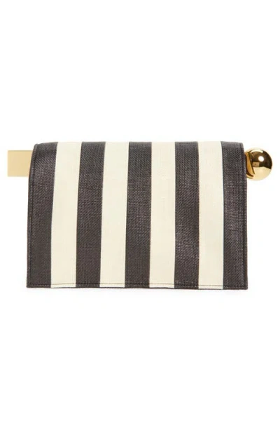 Jacquemus Striped Patchwork Raffia Fold-over Clutch In Red