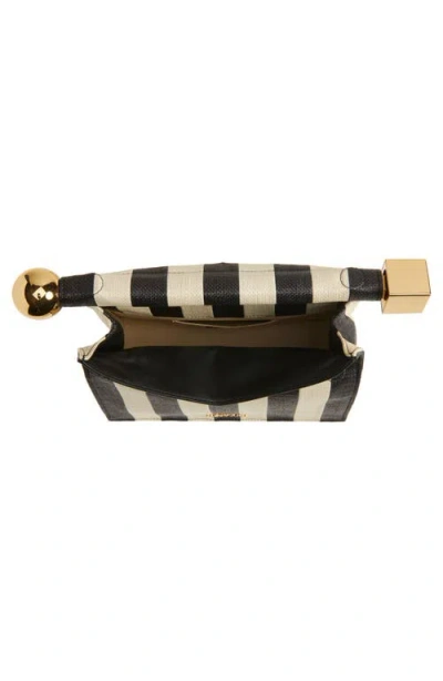 Jacquemus Striped Patchwork Raffia Fold-over Clutch In Red