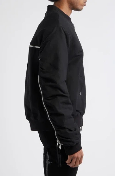 Rta Kayden Zip Detail Cotton Bomber Jacket In Black