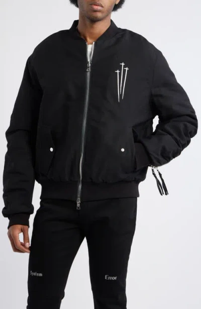 Rta Kayden Zip Detail Cotton Bomber Jacket In Black